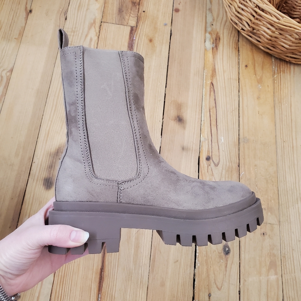 Shu Shop Yusnan Taupe Bootie. These are new but have a damaged box.